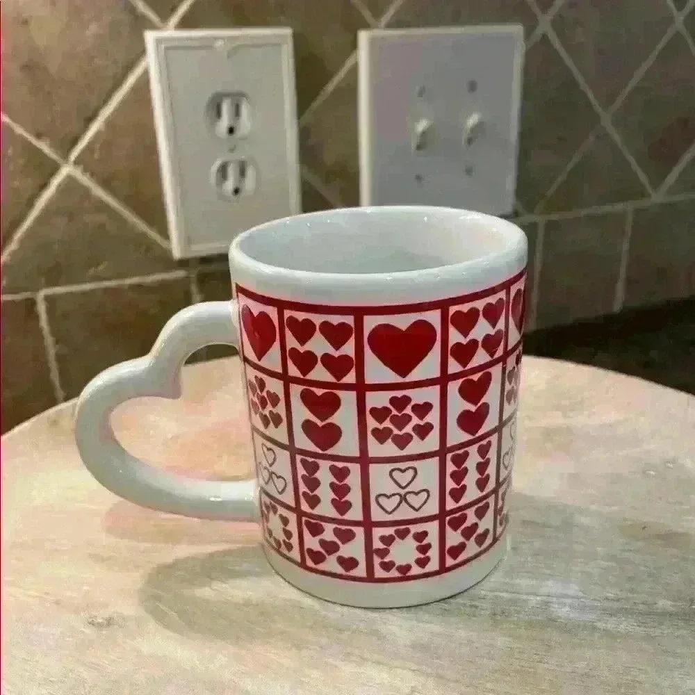Heart Mug, Coffee, Tea, Valentines, Sweetheart, Anniversary, Heart Handle